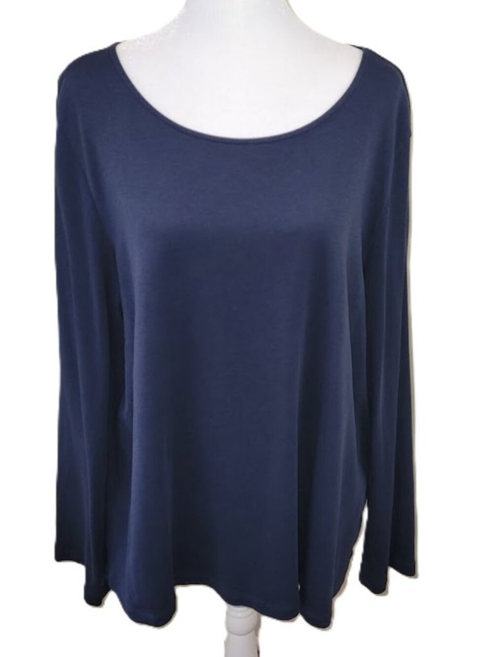 Eileen Fisher Cozy Brushed Terry Long Box Top Blue T-Shirt Women's L